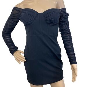 Windsor Long Sleeve Off Shoulder Dress - Black
